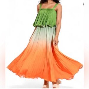 Alden Adair Green Pleated Dress